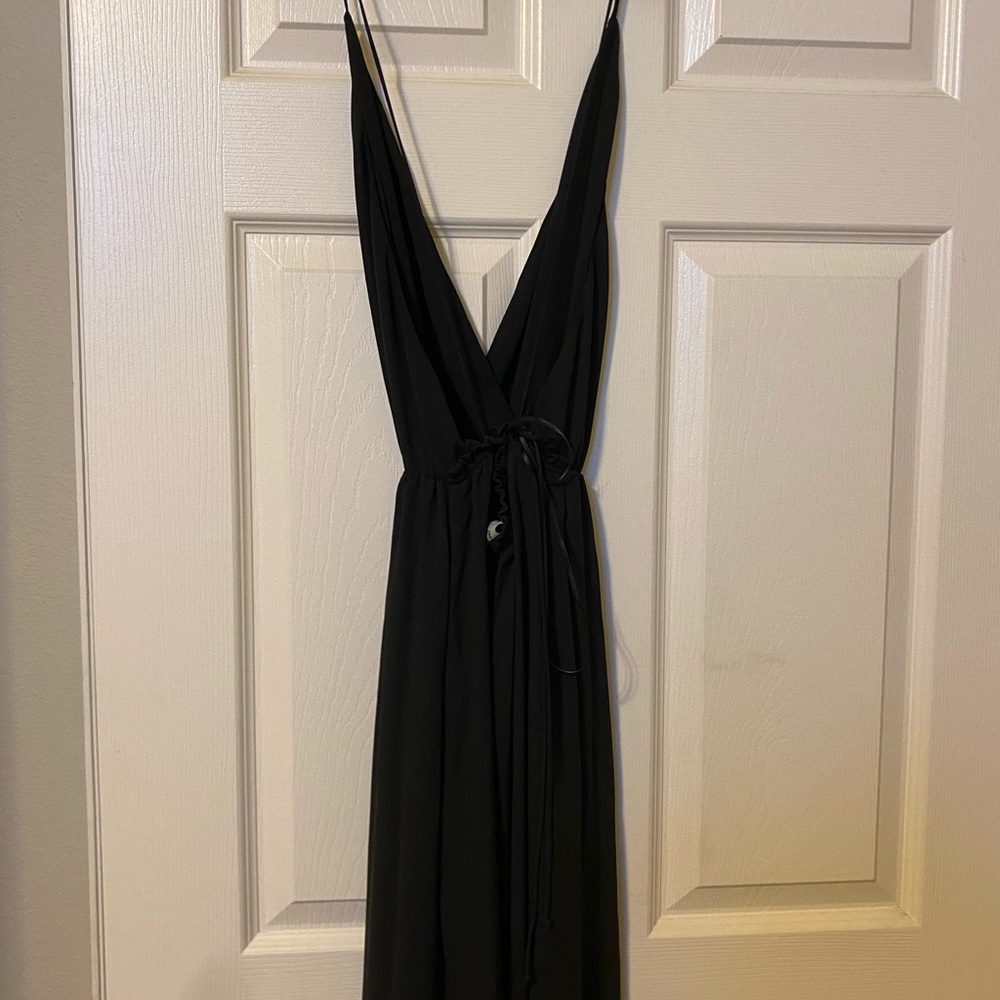 Black Surplice Cami Cross back Maxi Dress size xs by Pretty by Rory F21
